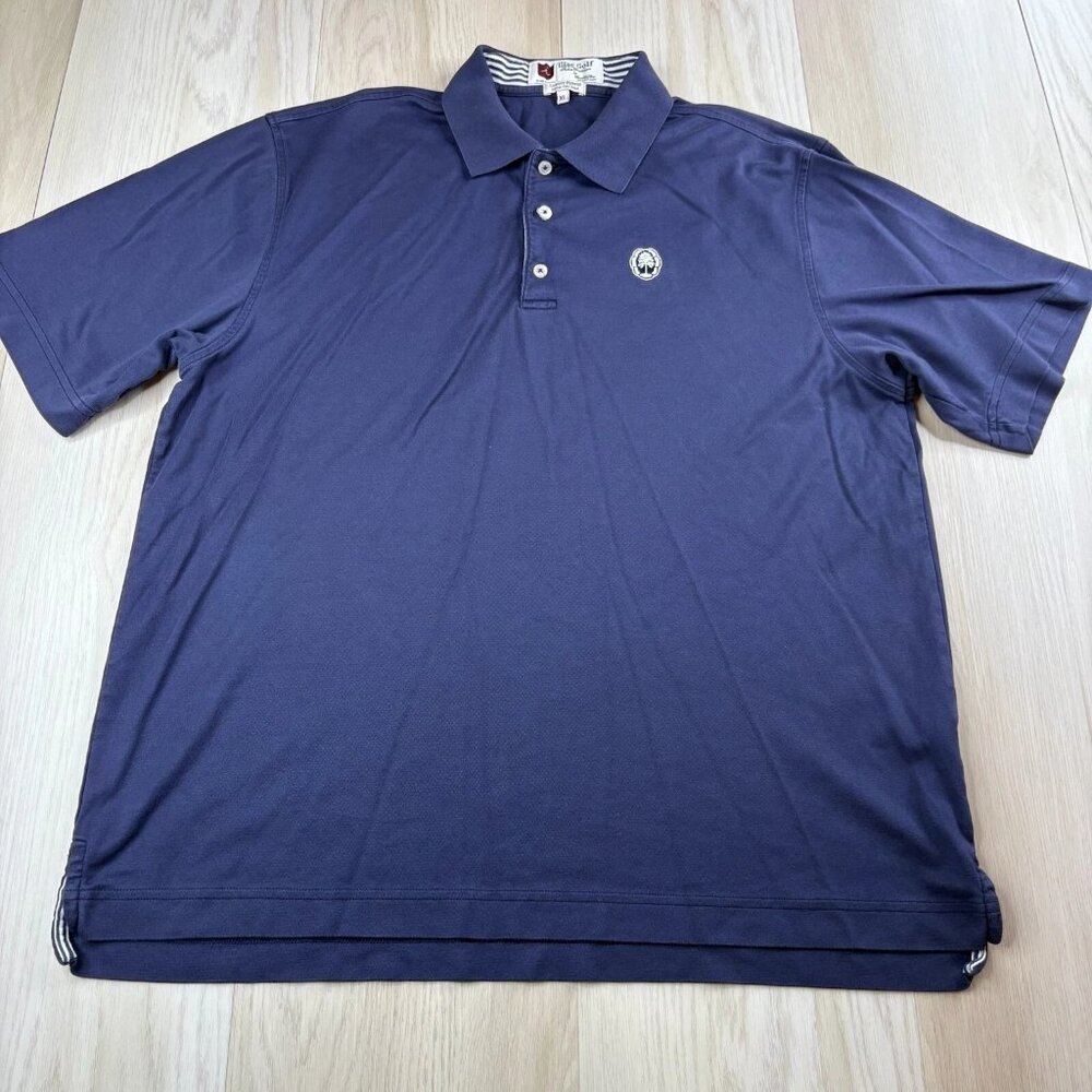 Iliac Luxury Hybrid Mens Navy Short Sleeve Lightweight Golf Polo Shirt Size XL